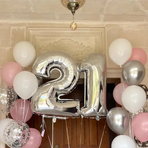 Miniatura 4 de Globos de látex color plateado, rosa y blanco, paquete de 50 globos metálicos de confeti plateado de 12 pulgadas para niñas, baby shower, Globos