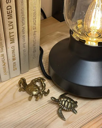 Miniatura 4 de Juego de 2 mini esculturas de tortuga y cangrejo: juego de figuras de latón antiguo, decoración de estantería zen hecha a mano Estatua