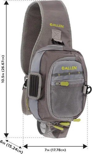 Miniatura 2 de Allen Company Cedar Creek Fly Fishing Sling Pack - Fits up to 4 Tackle/Fly Boxes and Other Accessories - Gray/Lime and Olive Green