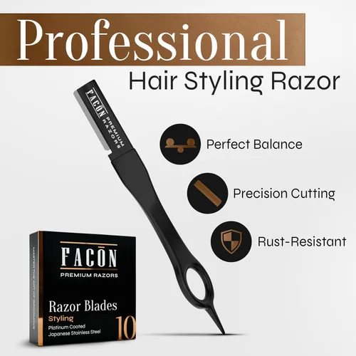 Miniatura 2 de Facón - Navaja de afeitar para barba para hombres - Herramienta profesional para moldear la barba, kit de aseo con 11 hojas de repuesto, moldeador
