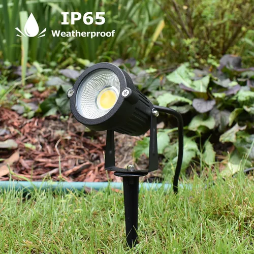 Miniatura 3 de GSS6005 - Foco de enchufe para exteriores, foco LED de paisaje de 5 W, 120 V, 3000 K, blanco cálido, construcción de metal con estaca de tierra