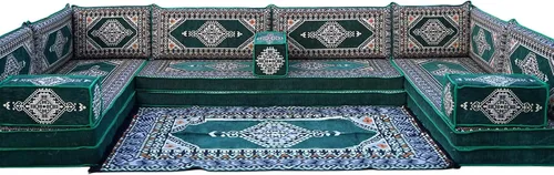 Miniatura 62 de arabicsofa Cojines de piso árabe en forma de U – Sofá tradicional Majlis con sofá otomano