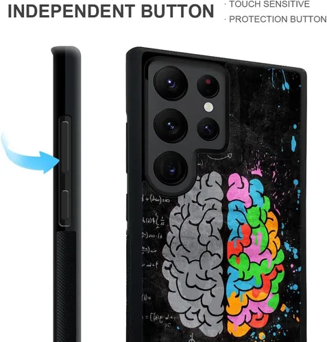 Miniatura 4 de ZHEGAILIAN Funda compatible con Samsung Galaxy S22 Ultra, diseño de patrón de policarbonato duro, antideslizante, absorción de golpes, funda Cerebro