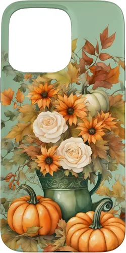 Miniatura 31 de Vintage Autumn Flower Fall Pumpkin Teal Case for iPhone 17