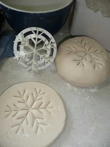 Miniatura 7 de YNGLLC Sello de pan dulce mexicano con patrón de copos de nieve, hecho en Estados Unidos, PR4396, color blanco