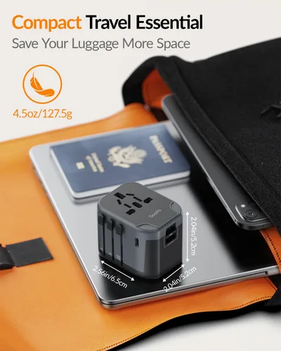 Miniatura 6 de SooPii Adaptador de viaje universal, convertidores de corriente con 1 USB C y 2 puertos USB A, adaptador de enchufe de viaje 7 en 1 cargador