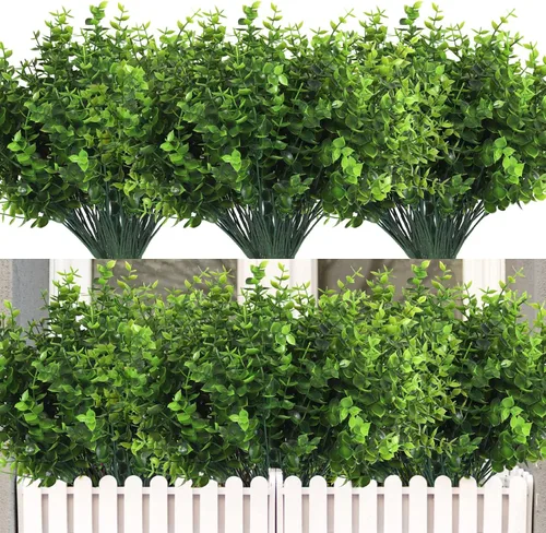 Miniatura 49 de RECUTMS - Flores artificiales, plantas artificiales, resisten los rayos ultravioleta, arbustos sintéticos, para interior y exterior, maceta