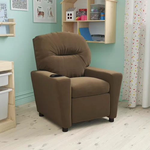 Miniatura 12 de EMMA + OLIVER Reclinable infantil de microfibra azul con portavasos