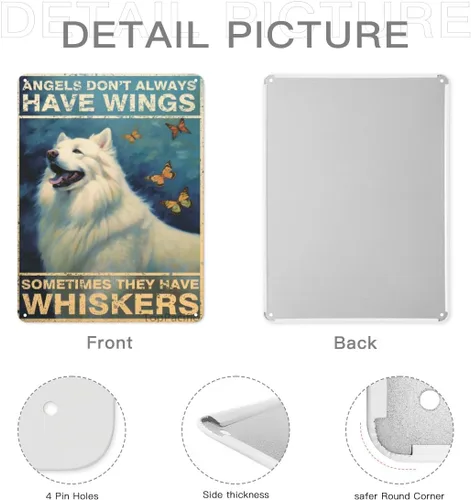 Miniatura 6 de Póster de pared vintage, placa de metal, ángeles no siempre tienen alas a veces tienen bigotes, póster de pared de metal samoyedo, placas de ángel