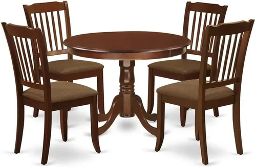 Miniatura 16 de East West Furniture HLDA3-BCH-W Juego de mesa de cocina de 3 piezas para espacios pequeños contiene una mesa de comedor redonda con pedestal y 2