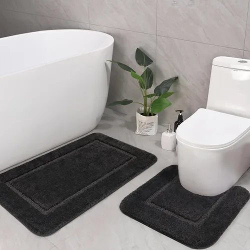 Miniatura 20 de LOCHAS Juego de Alfombras de Baño Beige, Juego de Alfombras de Baño Suaves de 2 Piezas, Tapete de Inodoro en Forma de U de 20x20 y Alfombras de Baño