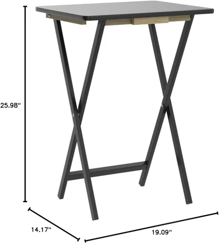 Miniatura 3 de DOrame Juego de mesa plegable negra de 5 piezas con bandeja de TV, mesas plegables, mesas de café de 19 x 15 x 26 pulgadas
