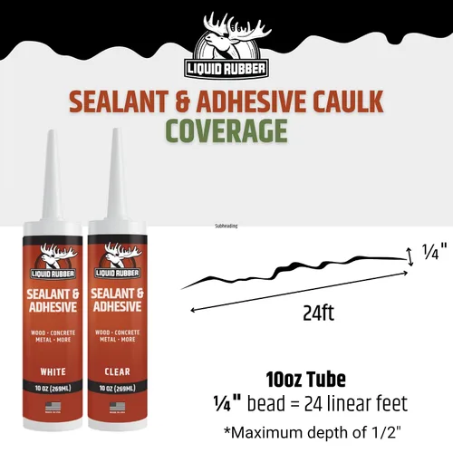 Miniatura 6 de Liquid Rubber Caulk - Adhesivo de silicona híbrida y sellador protector, transparente, 1 paquete