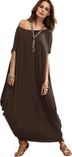 Miniatura 2 de Verdusa Vestido largo para mujer, con cuello estilo bote amplio, de gran tamaño, caftán, con manga murciélago