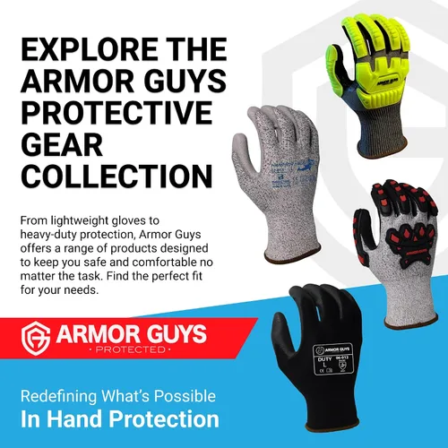 Miniatura 9 de Armor Guys Hammer Head 3 Basetek - Guantes de trabajo protectores – Agarre de poliuretano gris para mujeres y hombres con forro HDPE A3 Basetek – L