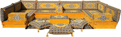Miniatura 56 de arabicsofa Cojines de piso árabe en forma de U – Sofá tradicional Majlis con sofá otomano