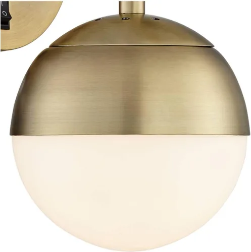 Miniatura 8 de 360 Lighting Luna - Lámpara de pared moderna de mediados de siglo para interiores, lámpara enchufable de latón antiguo, pantalla de globo de vidrio