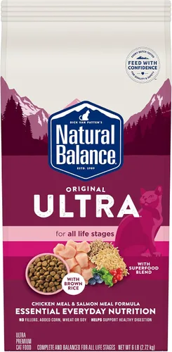 Miniatura 11 de Natural Balance Alimento ultra seco original para gatos, receta de harina de pollo y salmón, salud de todo el cuerpo para gatitos a gatos adultos, 6