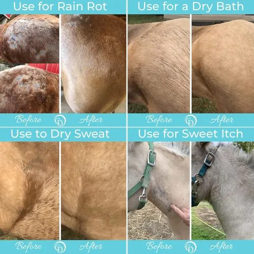 Miniatura 5 de Coat Defense Polvo preventivo diario y tratamiento de pudrición por lluvia para caballos Picazón dulce equino seguro y eficaz, piel funk, arañazos