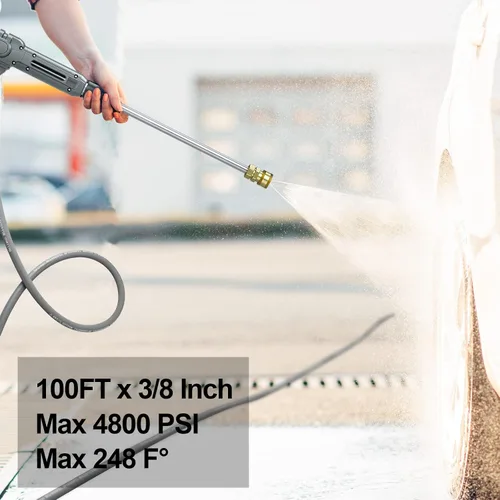 Miniatura 6 de Manguera de lavado a presión de 3/8 pulgadas de 50 pies, manguera de lavadora eléctrica de agua caliente y fría máx. 248 °F, manguera de extensión