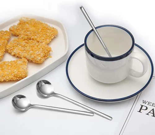 Miniatura 9 de findTop - Juego de 8 cucharas de café expreso de acero inoxidable, mini cucharaditas para café, té británico, postre, pastel, helado, capuchino, 5.3