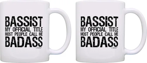 Miniatura 8 de ThisWear Taza de café con diseño de bajo y guitarra, para músico, título oficial, color blanco