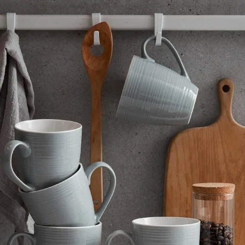 Miniatura 7 de DOWAN Tazas de café, juego de 6 tazas de café de 17 onzas, tazas de té corrugado (gris)