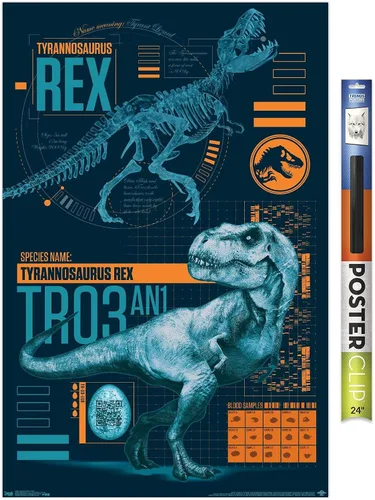 Miniatura 13 de Trends International Jurassic World: Fallen Kingdom - Póster de pared T-Rex, 14.725 x 22.375 pulgadas, versión enmarcada de madera de granero