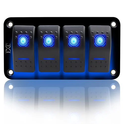 Miniatura 10 de FXC - Panel de interruptor basculante de aluminio de 6 bandas, interruptores de palanca de 5 pines encendido/apagado, 2 LED retroiluminados