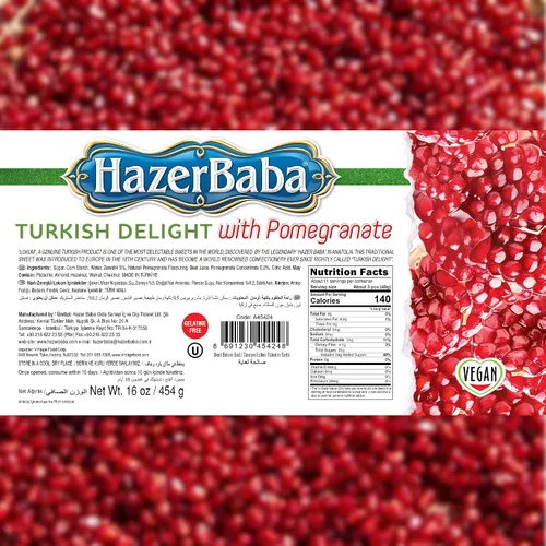 Miniatura 2 de Hazer Baba - Caramelos turcos, sabor a granada y zereshk, 16 onzas (paquete de 1), caja de aperitivos gourmet, aperitivo tradicional, vegano, lokum