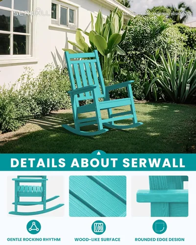 Miniatura 3 de SEWALL Mecedora de polietileno de alta densidad para adultos, mecedora de gran tamaño para exteriores, para patio, porche, Aruba