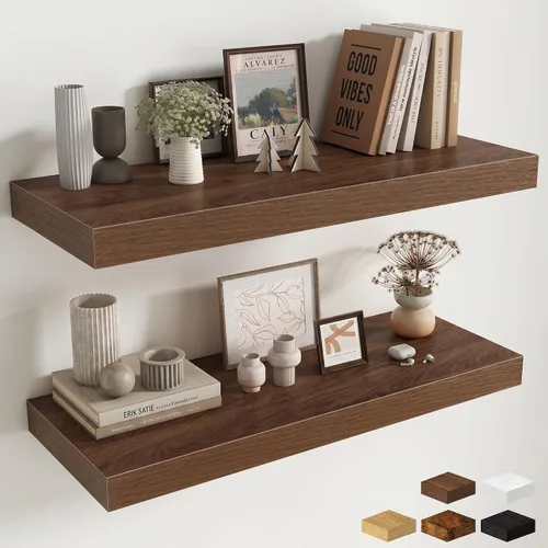 Miniatura 59 de Estantes flotantes de 48 pulgadas para pared, estante de chimenea de 10 pulgadas de profundidad, estantes flotantes de madera para pared, estantes