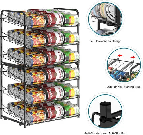 Miniatura 4 de BTY Organizador de latas para despensa apilable, paquete de 2, organizador de almacenamiento de latas, dispensadores de latas, espacio pequeño