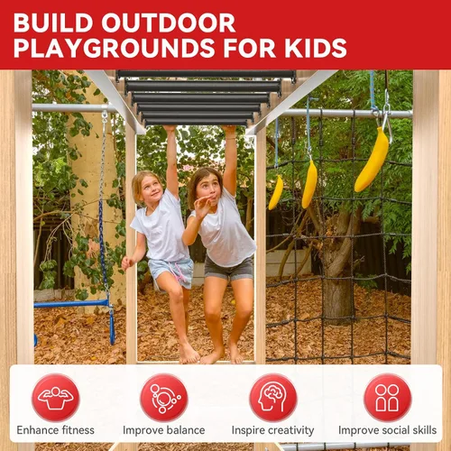 Miniatura 5 de Kit de Barras de Mono de 16.5 Pulgadas Peldaños de Escalera de Patio de Juegos para Patio Trasero Interior Exterior Niños Barras de Metal Juego