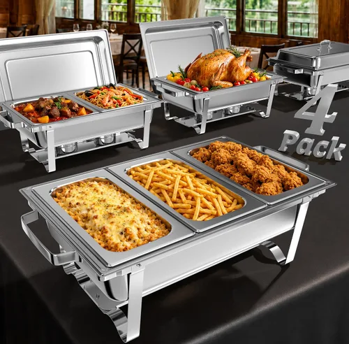 Miniatura 12 de Juego de Platos de Roce Amhier para Buffet 4 Piezas, Juego de Platos de Roce para Buffet de 9 Cuartos de Galón con Combo de Diferentes Bandejas