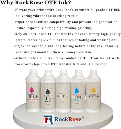 Miniatura 3 de RockRose Repuesto de tinta de transferencia negra DTF - Botella de 16.9 fl oz para películas de transferencia de calor e impresoras DTF