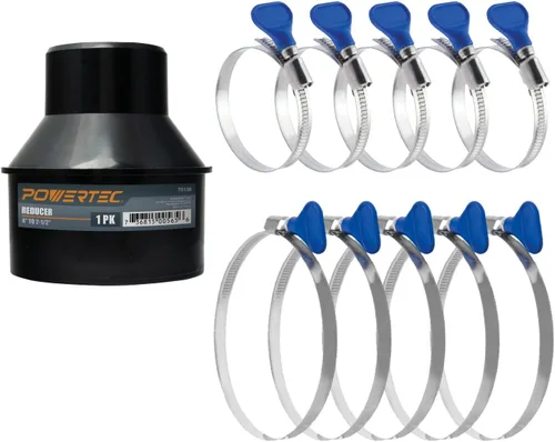 Miniatura 15 de POWERTEC Abrazadera de manguera de acero inoxidable 70262, 2-1/2 pulgadas, ajustable, paquete de 10 para colector de polvo, ventilación de secadora