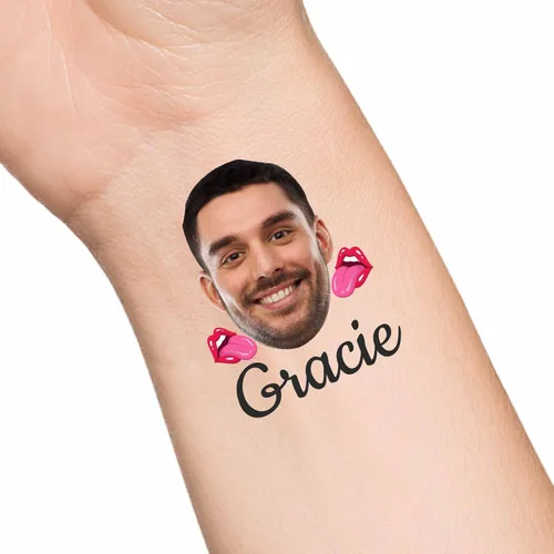 Miniatura 22 de Tatuajes temporales personalizados con texto de nombre, tatuaje temporal personalizado con logotipo fotográfico para adultos, parejas, mujeres