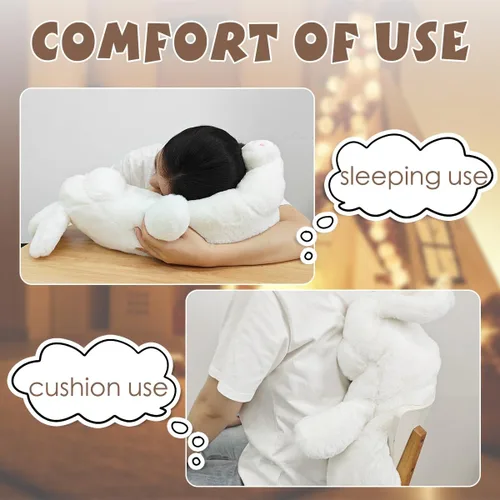 Miniatura 4 de ARELUX Almohada de felpa gigante de conejo de 22 pulgadas, gran animal de peluche para abrazar: suave, cuerpo grande para dormir, almohada esponjosa