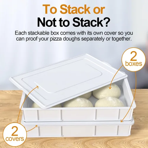 Miniatura 3 de Paquete de 2 cajas de masa apilables para pizza con 2 tapas Plastic, Bread Container, Dough Trays, airtight lid keeps dough fresh, fits neatly in