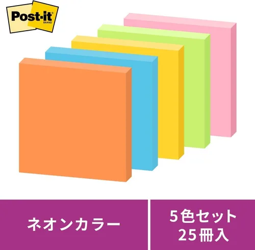 Miniatura 4 de Pack of 5 75 x 75mm mixed color fluorescence Sumitomo (3M) Post-it (R) strong adhesion Notes 654-5SSAN (japan import)