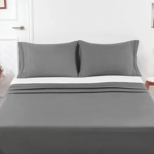 Miniatura 6 de Lirex Fundas de almohada (paquete de 2), fundas de almohada de microfibra cepillada suave de 1800 hilos, lavables a máquina, sin arrugas, Gris