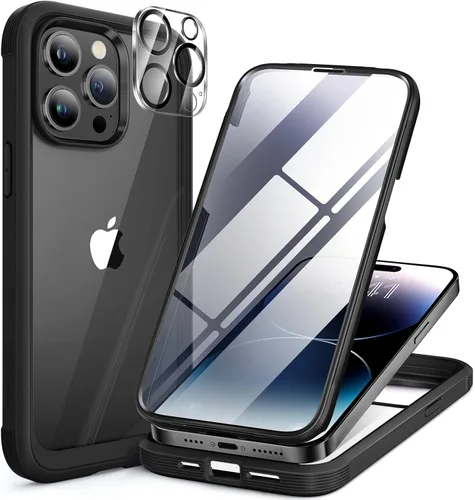 Miniatura 13 de Miracase Funda para iPhone 13 de 6.1 pulgadas, [sin burbujas] funda de teléfono de cuerpo completo con pantalla de vidrio completa integrada, sin