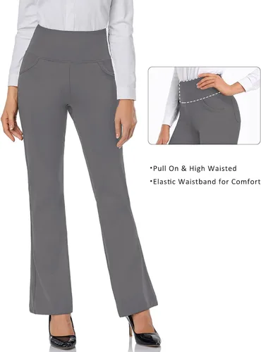 Miniatura 4 de Pantalones capri de yoga para mujer de corte para bota, 3 bolsillos, estampado floral