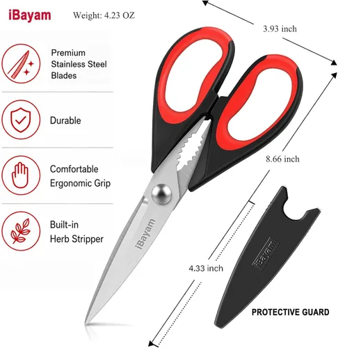 Miniatura 4 de iBayam Tijeras de cocina multiusos resistentes, juego de utensilios de cocina, utensilios de cocina de acero inoxidable, herramientas de utilidad