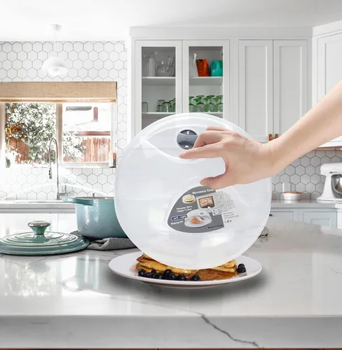 Miniatura 7 de Tapa grande para microondas contra salpicaduras para alimentos, cubierta de microondas con rejillas de ventilación de vapor, 3.8 cm, libre de BPA