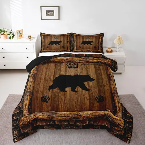 Miniatura 25 de Feelyou juego de ropa de cama con diseño de ciervo para niños y niñas, tamaño twin, con huella de pata de ciervo, juego de edredón ultra suave