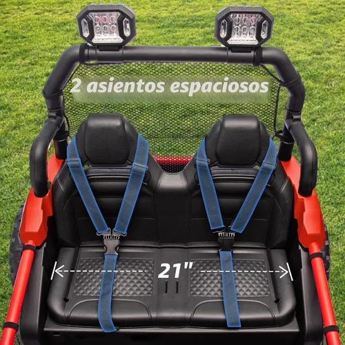 Miniatura 4 de Hikiddo Vehículo UTV de 2 plazas, auto de juguete para niños grandes con control remoto, 2WD/4WD conmutable, 4 motores de 200 W, rojo oscuro
