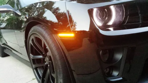 Miniatura 3 de iJDMTOY Lente ahumada 27-SMD ámbar Full LED delantero parachoques lateral kit de luz de marcador compatible con Chevy Camaro 2010-15 reemplazar OEM