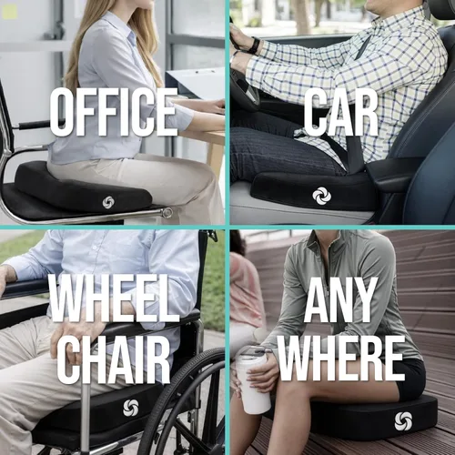 Miniatura 4 de Samsonite Cojín de asiento de espuma viscoelástica, cojín ergonómico para silla de oficina, almohadilla de presión de coxis, soporte de coxis